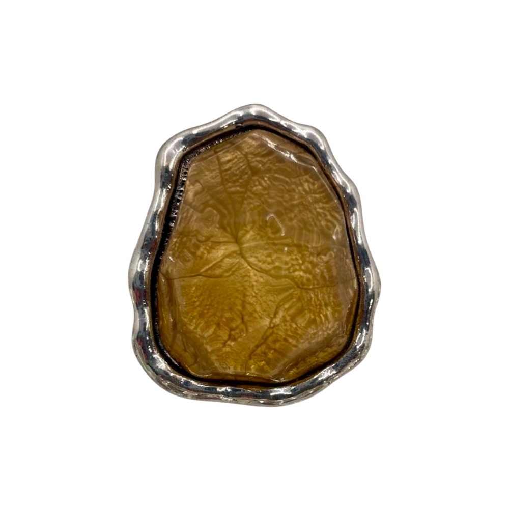 Silvertone Tan Colored Cocktail Ring NWT